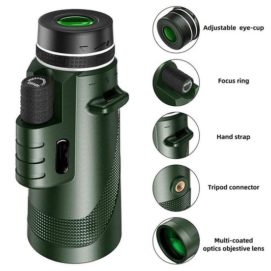 High Power Hd Monocular With Night Vision Clip & Tripod - 40X60-1915198133508378625