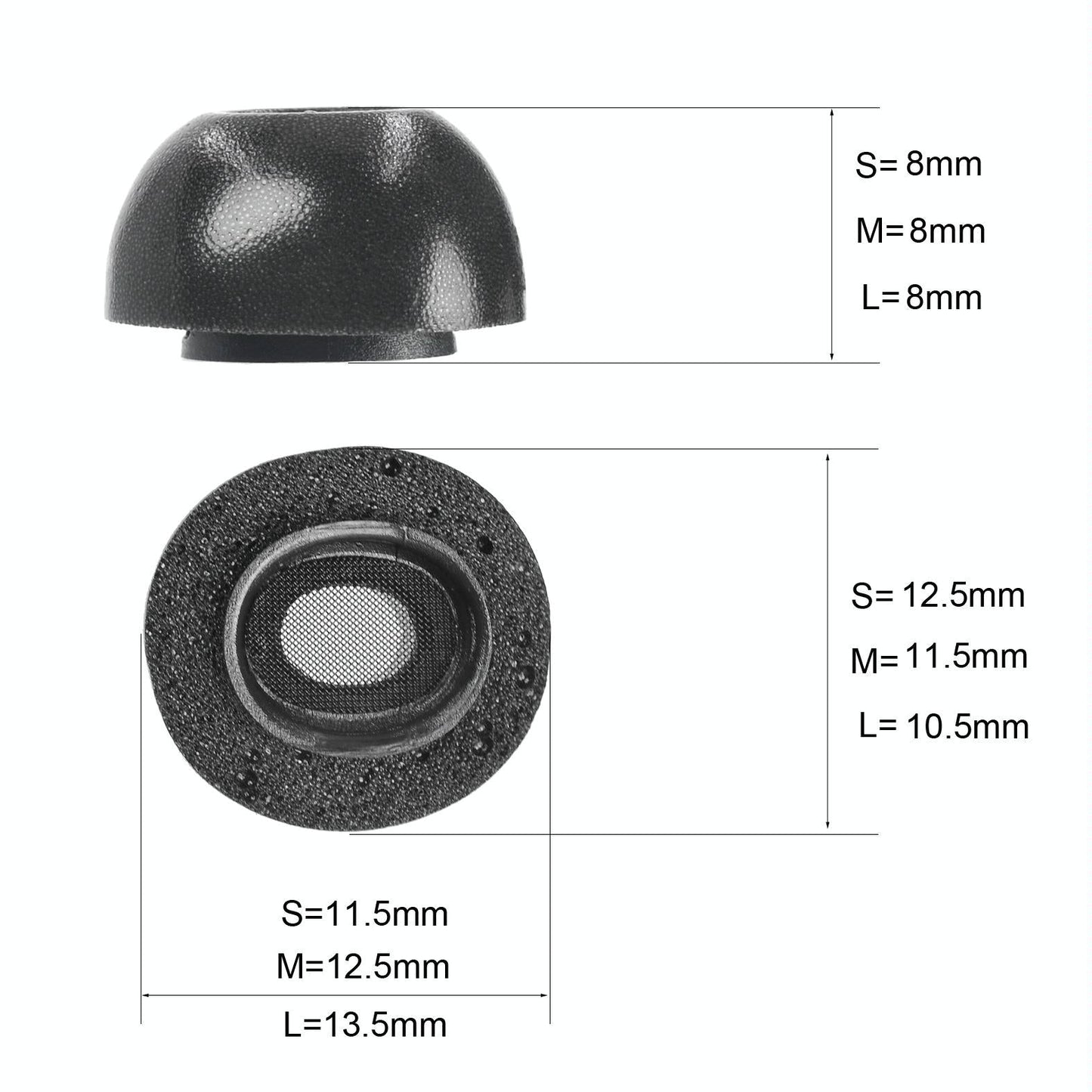 2-Pack Memory Foam Ear Tips For Tws Airpods Pro - Black Large-1915198291813994498