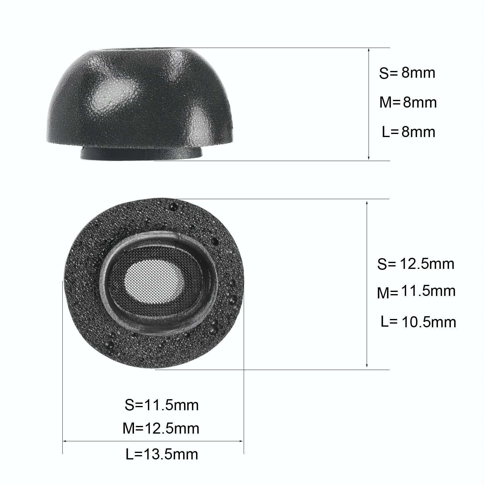 2-Pack Memory Foam Ear Tips For Tws Airpods Pro - Black Large-1915198291813994498