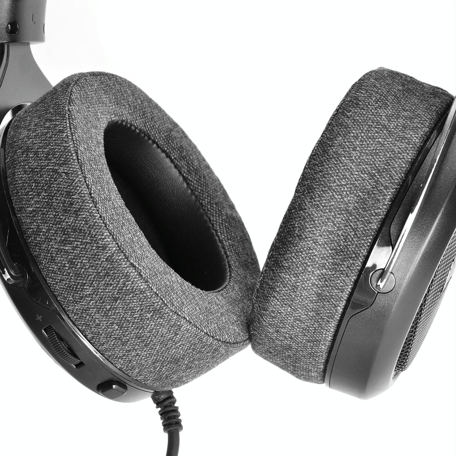 2-Pack Earpads For Corsair Hs Pro Series - Gray Linen & Leather-1915196942636421124