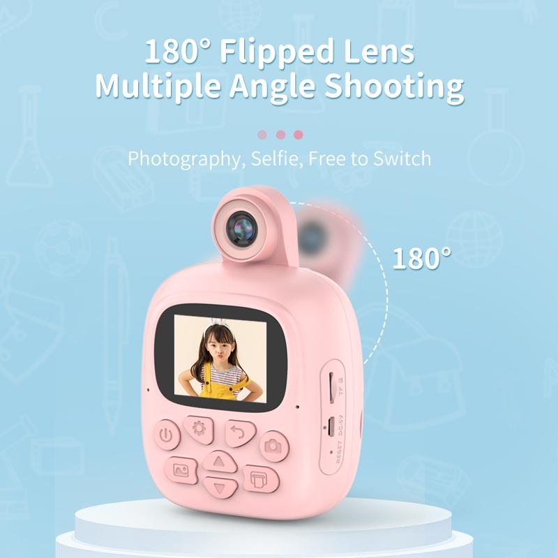 Hd Cartoon Kids Camera With Rotating Lens - Pink 16G-1915197852561313795