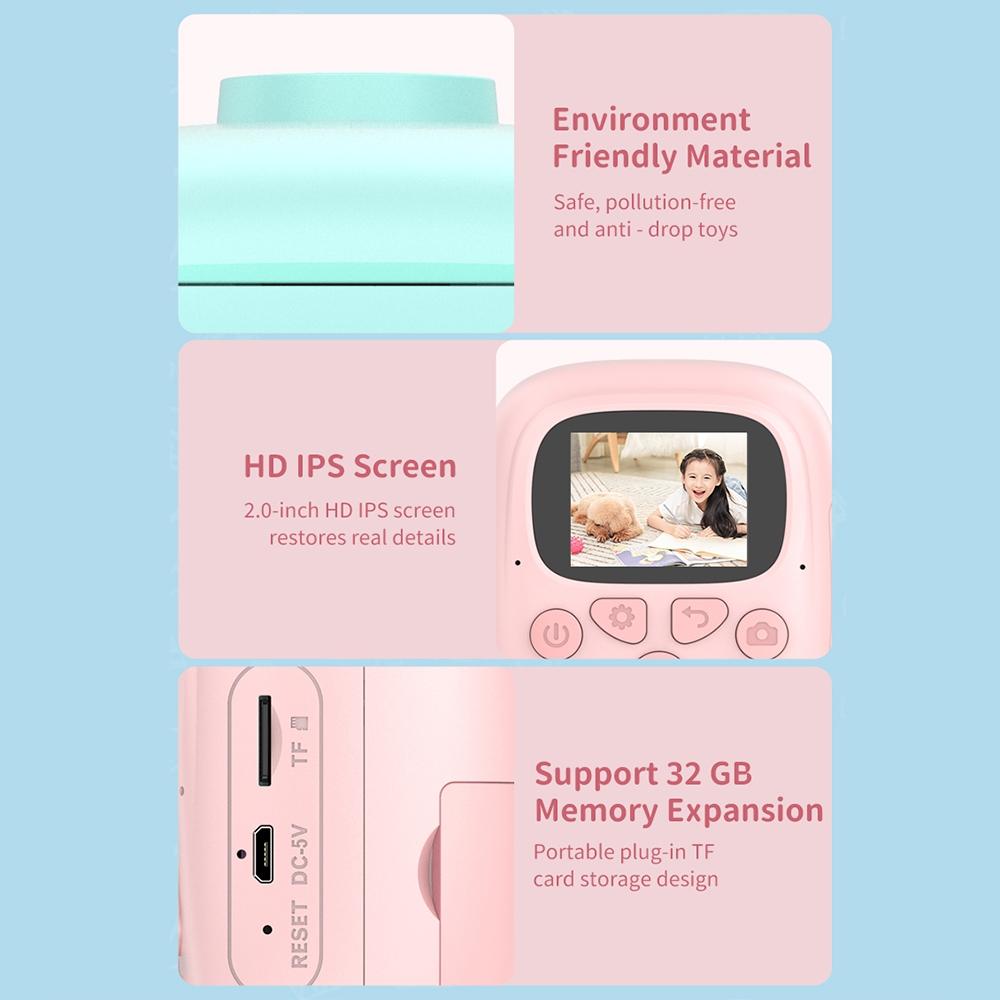 Hd Cartoon Kids Camera With Rotating Lens - Pink 16G-1915197852561313796