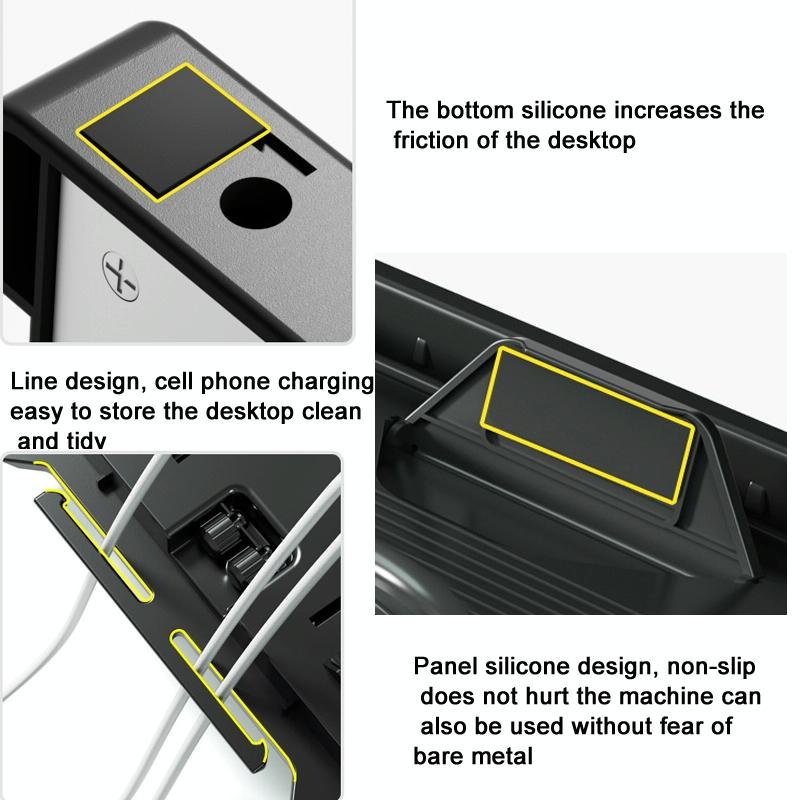 Foldable Aluminum Laptop Stand - Double Layer Heightening Bracket Black-1915196859920551941