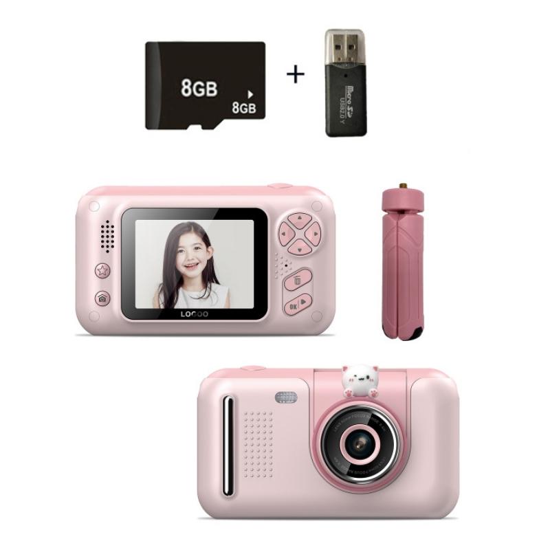 Kids' 2.4 Hd Reversible Camera With 8Gb Memory Card & Reader - Pink-1915197648839774208