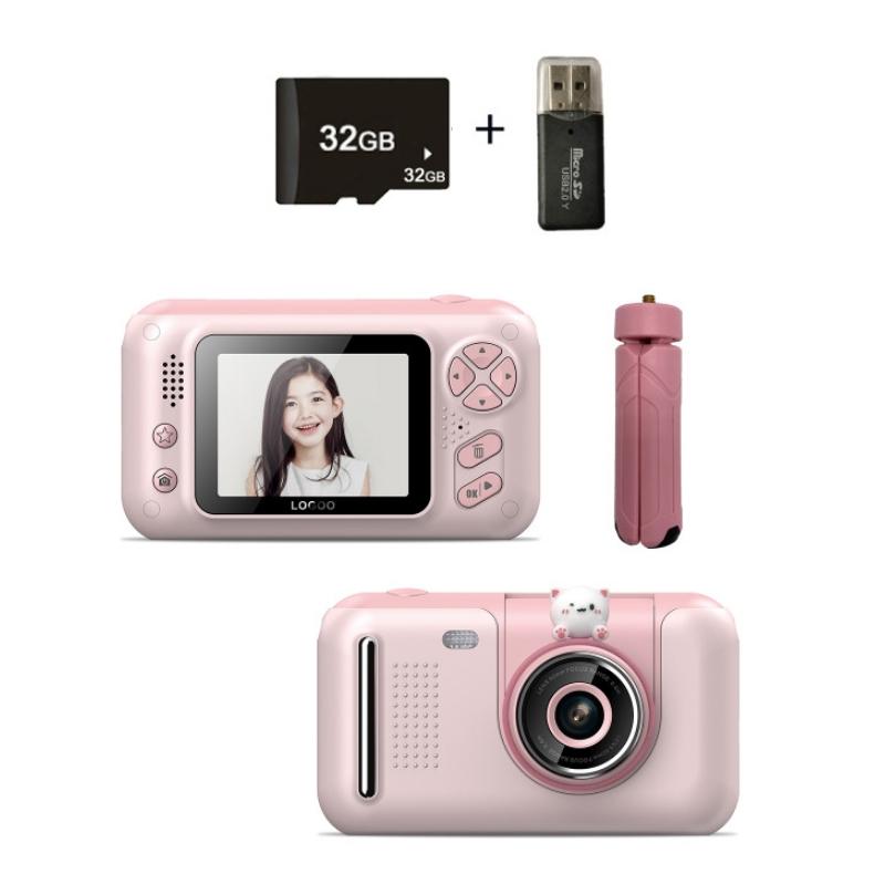 32Gb Memory Card & Card Reader Included With 2.4 Hd Reversible Kids Camera - Pink-1915197182672244742