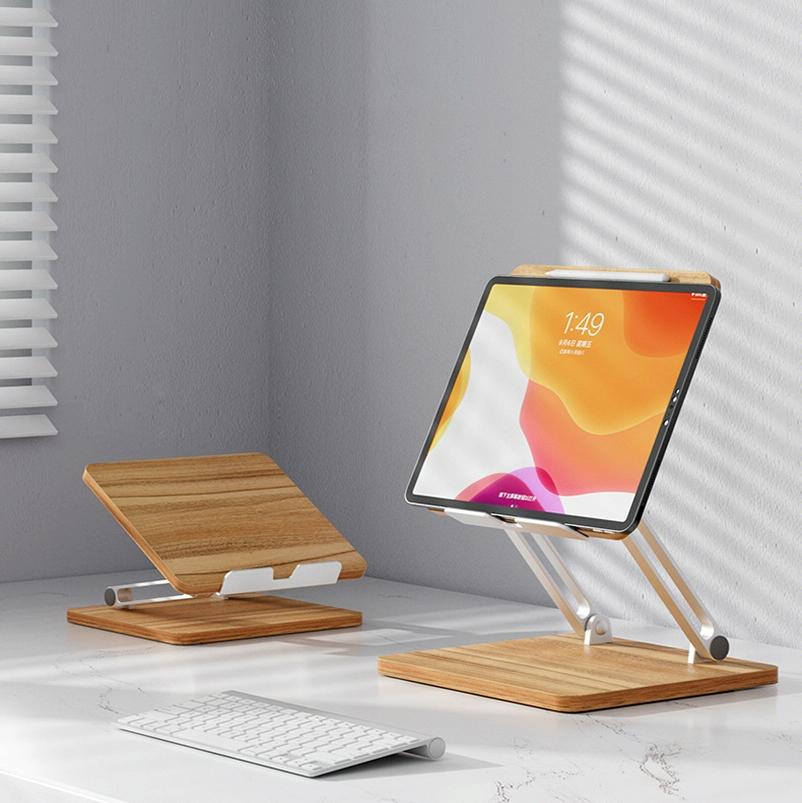 Adjustable Wooden Laptop Stand - Darkwood-1915196936886030337