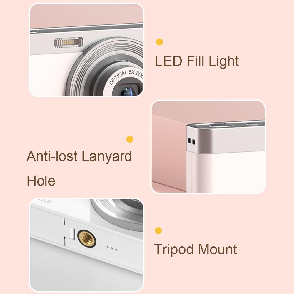 4K 8X Optical Zoom Telescopic Lens Digital Camera With Card Reader & 8G - Pink-1915198390849900551