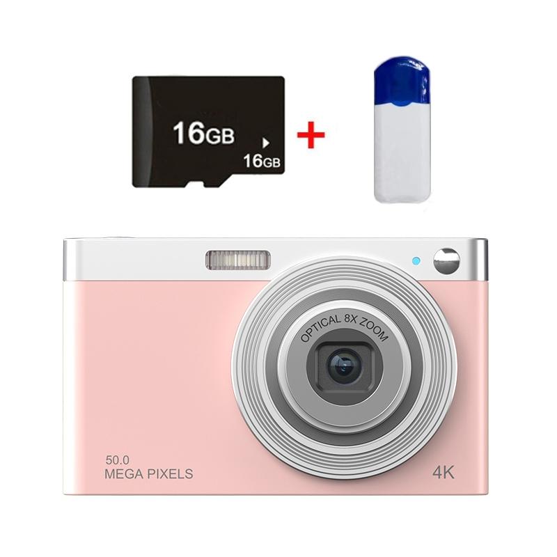 4K 8X Optical Zoom Telescopic Lens Digital Camera With Card Reader & 16G - Pink-1915198370486554632