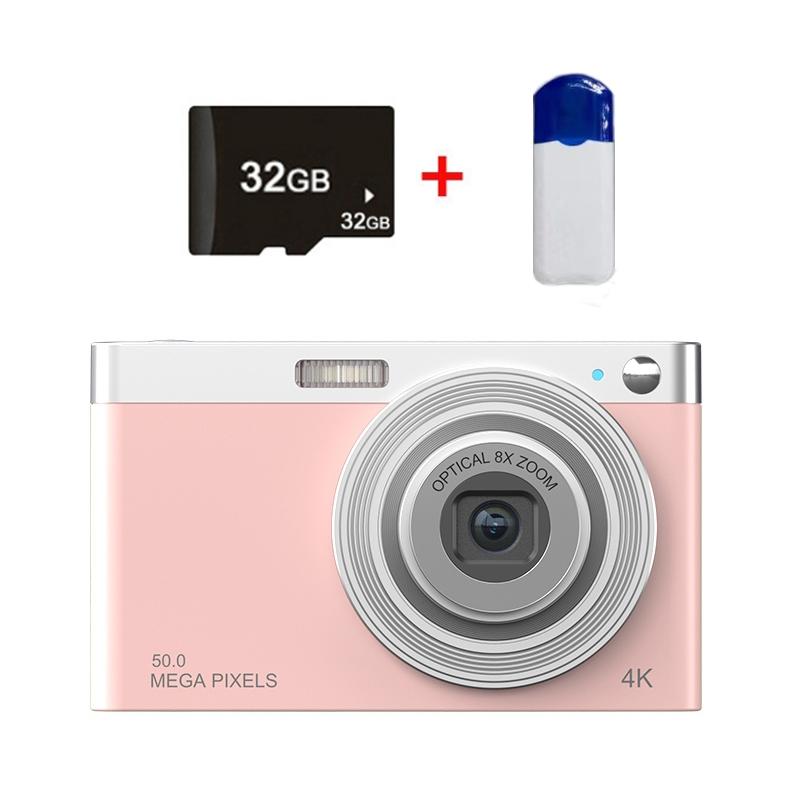 4K 8X Optical Zoom Telescopic Lens Digital Camera With Card Reader & 32G - Pink-1915197862489231368