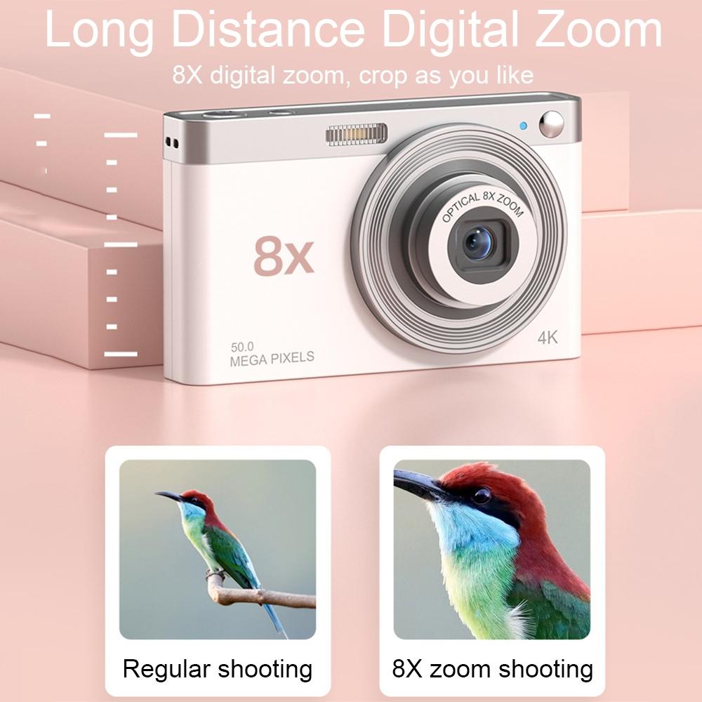 4K 8X Optical Zoom Telescopic Lens Digital Camera With Card Reader & 32G - Pink-1915197862489231363