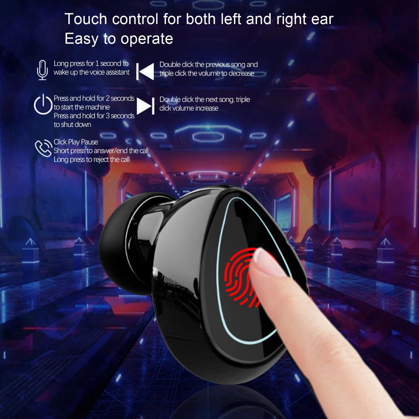 Mini Bluetooth Headset With Charging Bin And Digital Display - Black-1915196876223811589