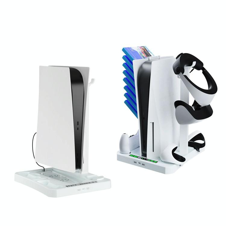 Multifunctional Cooling Base For Ps5 With Vr2 Handle Charging And Disc Storage Stand - White-1915196930066092038