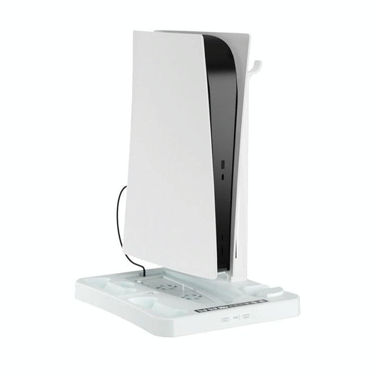 Multifunctional Cooling Base For Ps5 With Vr2 Handle Charging And Disc Storage Stand - White-1915196930066092033