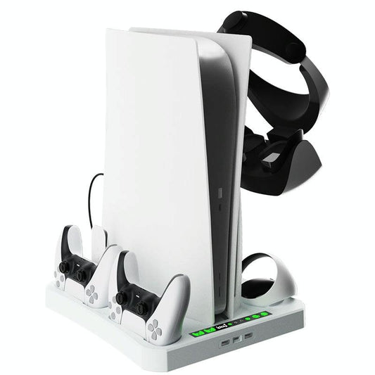 Multifunctional Cooling Base For Ps5 With Vr2 Handle Charging And Disc Storage Stand - White-1915196930066092034