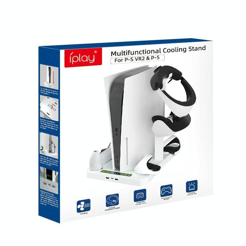 Multifunctional Cooling Base For Ps5 With Vr2 Handle Charging And Disc Storage Stand - White-1915196930066092036