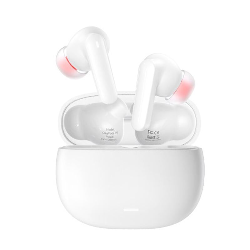 White Dual Noise Canceling Bluetooth Headphones With Anc & Enc Call-1915196853012533255