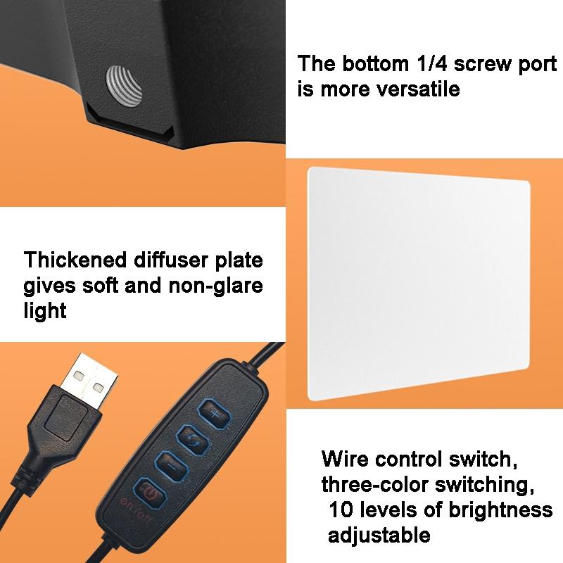 10 Three-Colour Temperature Flat-Panel Live Fill Light - 2.1M Bracket & Clip-1922443436233986053