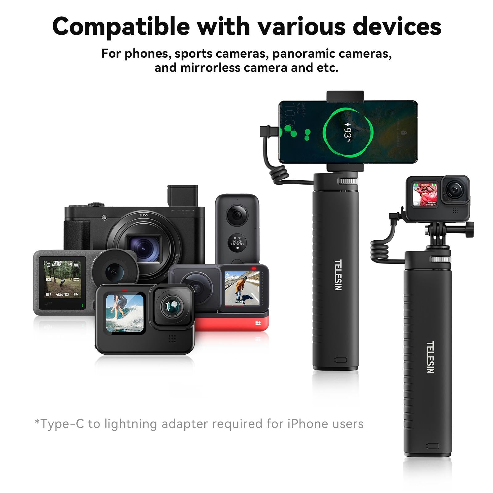 Sports Camera And Phone Selfie Stick With 10000Mah Power Bank-1915197572218228744