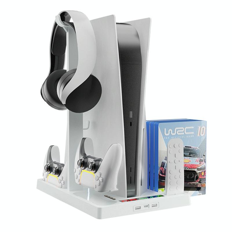 Ps5 Cooling Handle With Charging Base And Disc Storage Rack - White-1915197139391221760