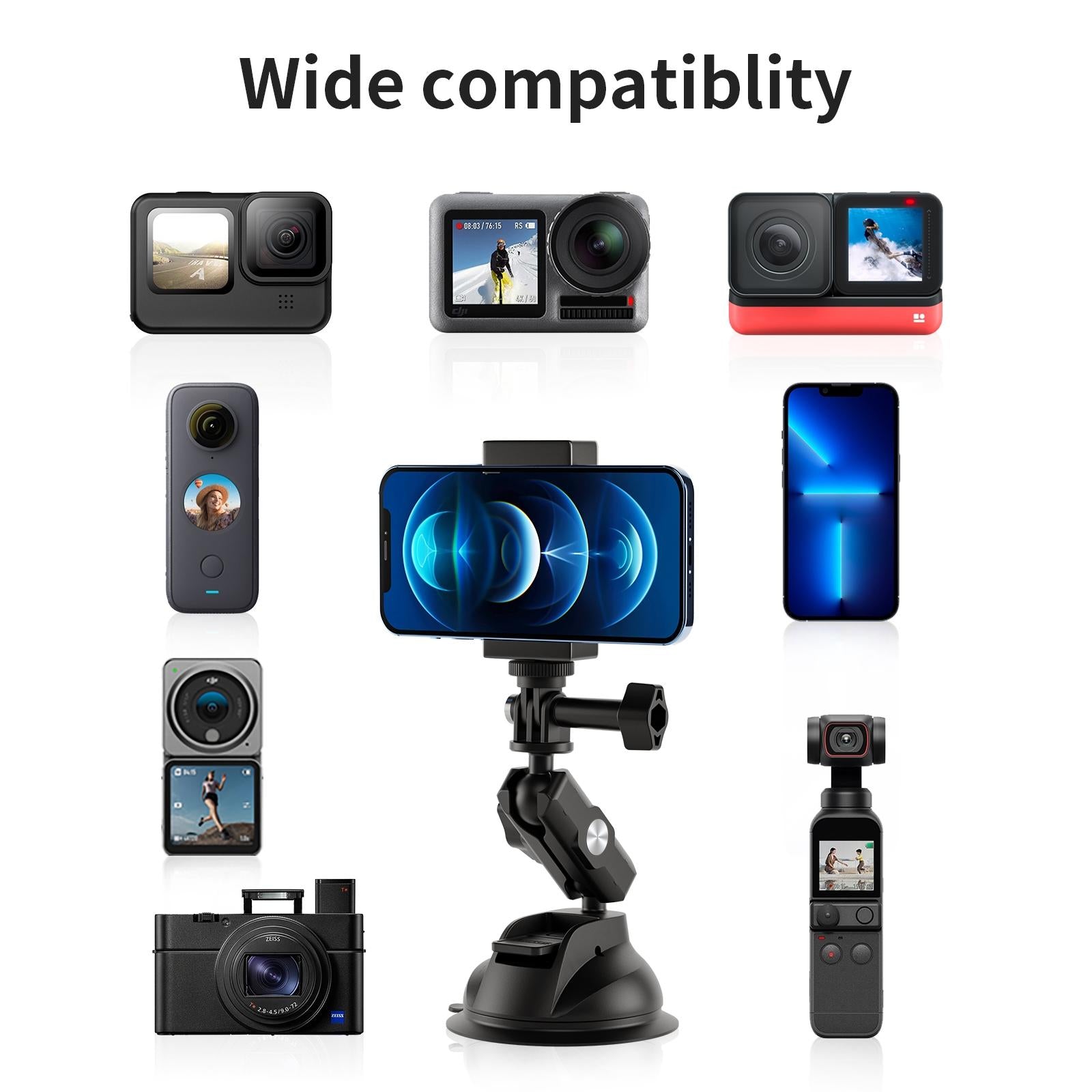 Adjustable 360 Degree Suction Cup For Car Action Cameras-1915197521488121861