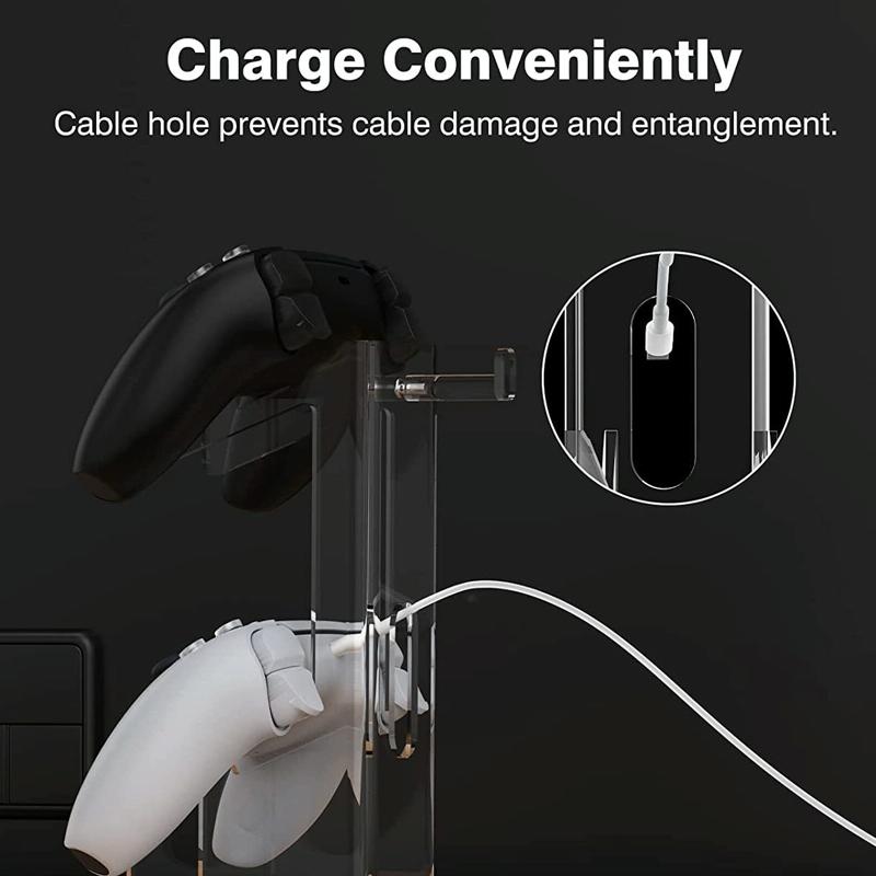 Black Acrylic Game Controller Display Stand With Headphone Hanger-1915196829893529603