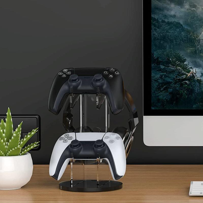 Black Acrylic Game Controller Display Stand With Headphone Hanger-1915196829893529605