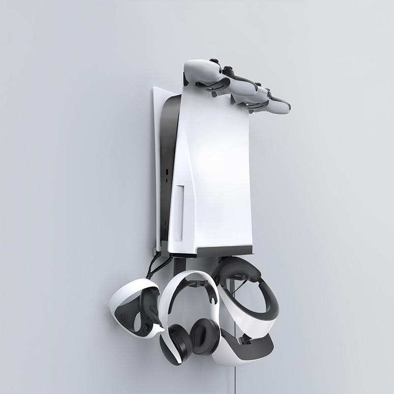 Wall-Mounted Bracket For Ps5 Console With Controller Vr Glasses And Headphone Storage - Black-1915196836906405888