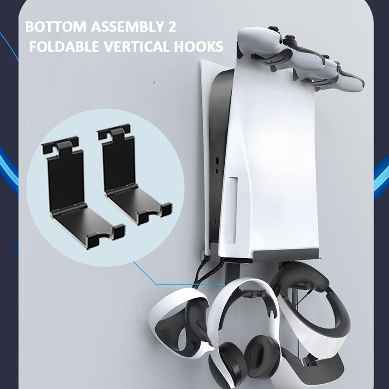 Wall-Mounted Bracket For Ps5 Console With Controller Vr Glasses And Headphone Storage - Black-1915196836906405895