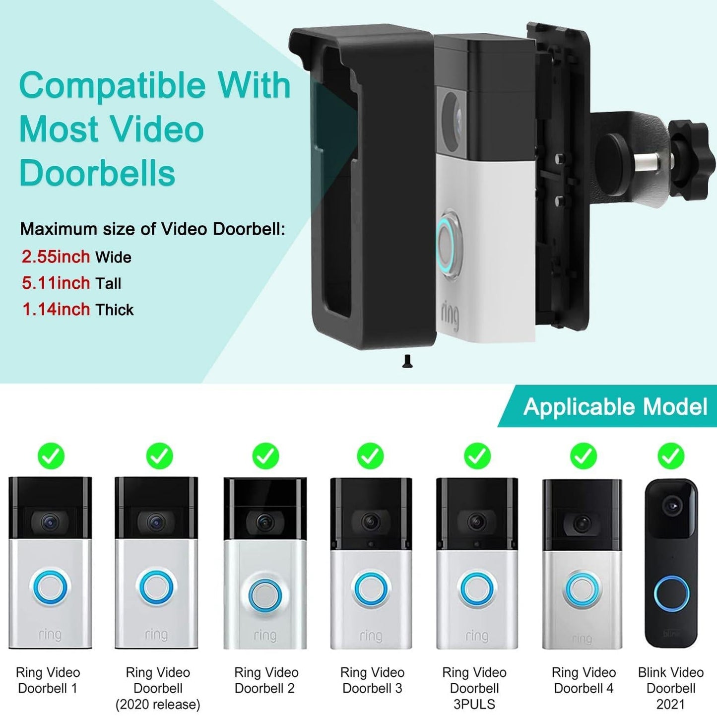 Universal Anti-Theft Overhead Bracket For Blink / Google Ring Doorbell - Adjustable-1915197882428952580