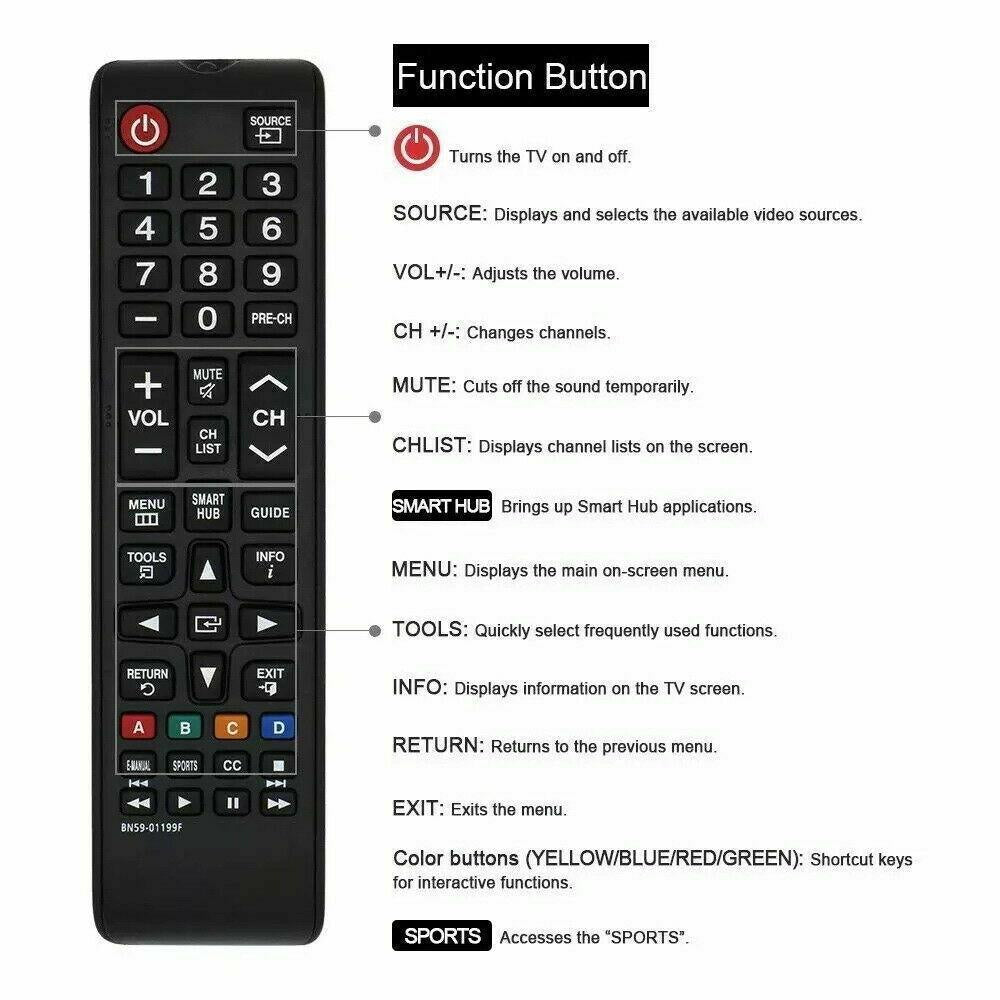 Samsung Smart Tv Remote Control - Black Replacement-1915196962831994883