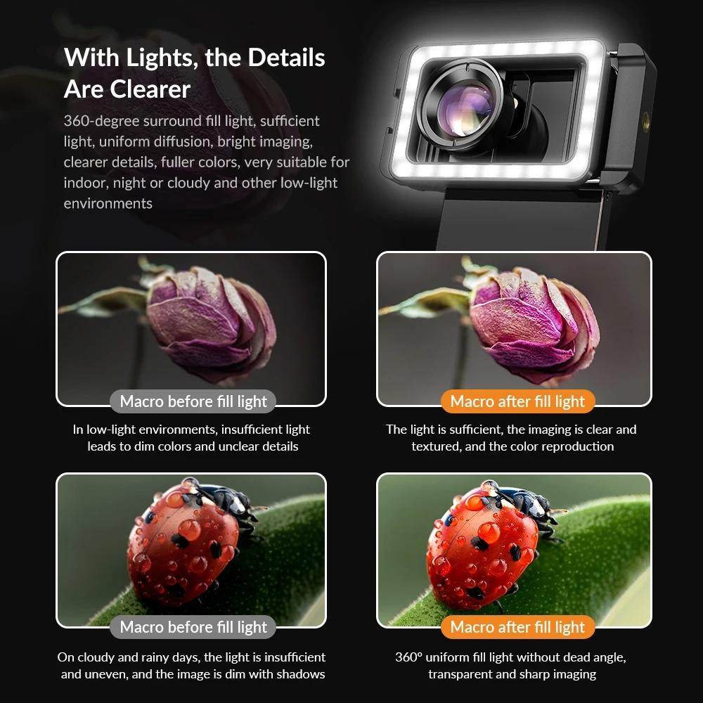 Universal Phone Clip With Multifunctional Fill Light - 1 / 4 & M17 M37 Thread Interface-1915198353189244937