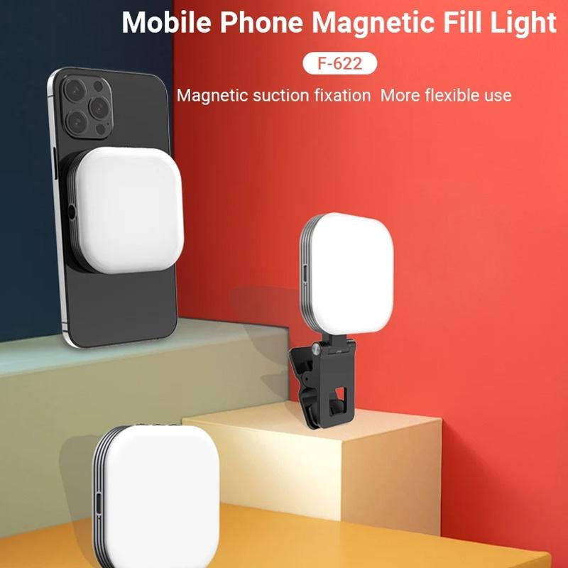 Rechargeable Mini Magnetic Selfie Light - Tri-Colour Temperature-1915197433231577091