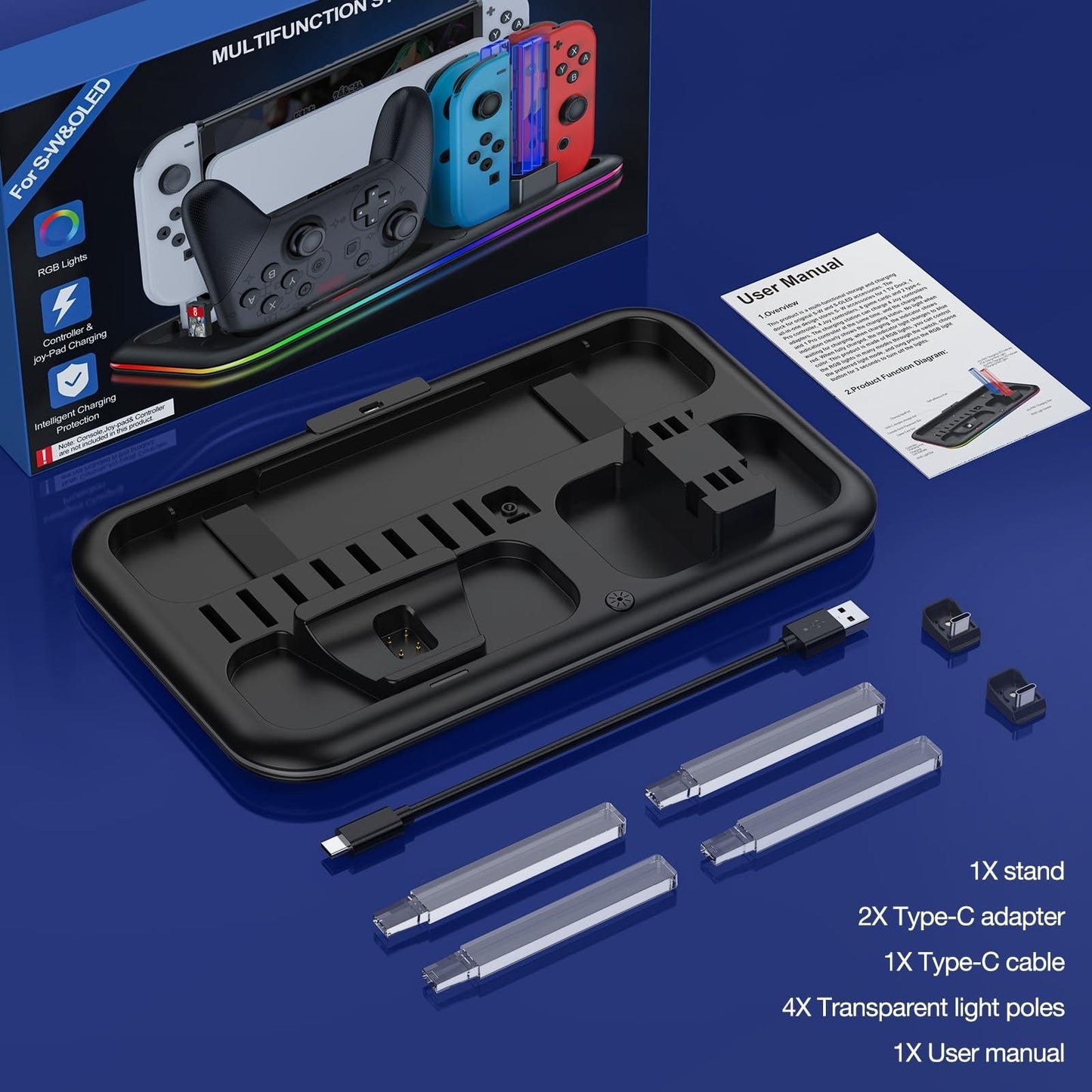 Rgb Light Charging Dock For Switch Oled - Compact-1922443390637707271