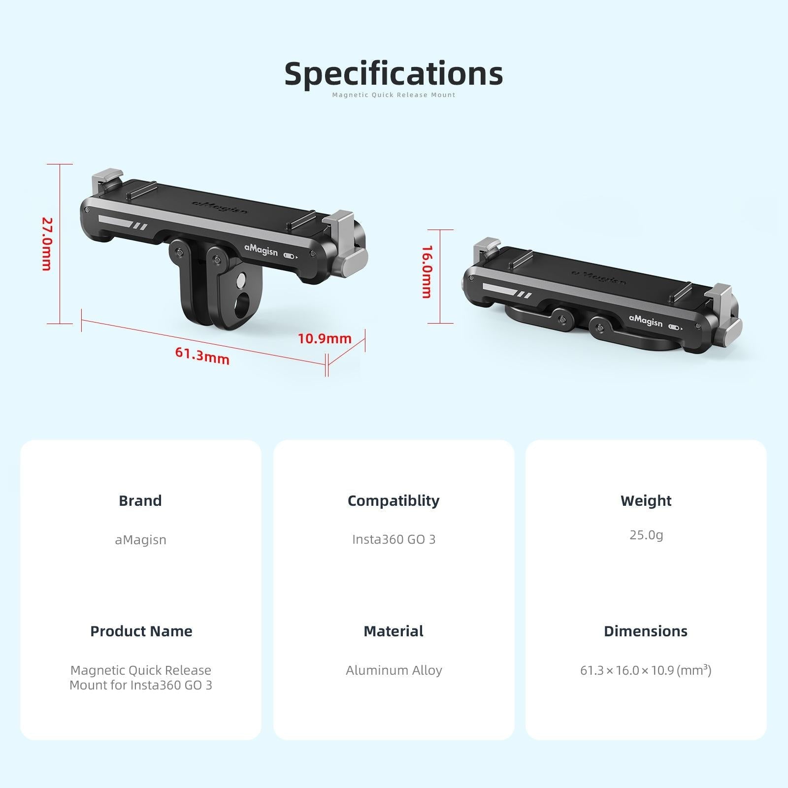 Insta360 Go 3 Magnetic Fast Disassembly Seat Bracket For Sports Camera-1915197519999143944
