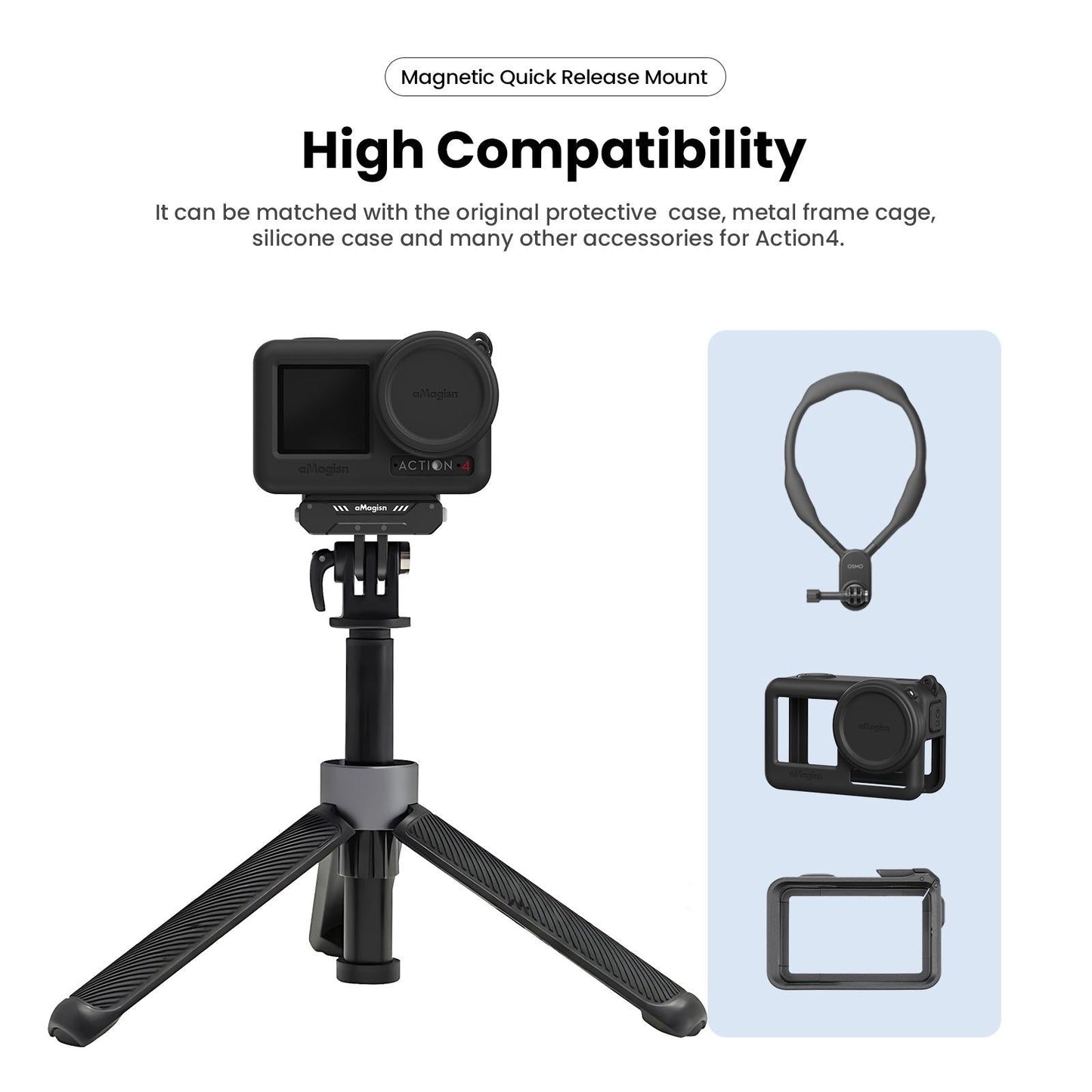 Quick Release Magnetic Camera Mount For Dji Action 4 / 3 - Amagisn-1915197105161506824