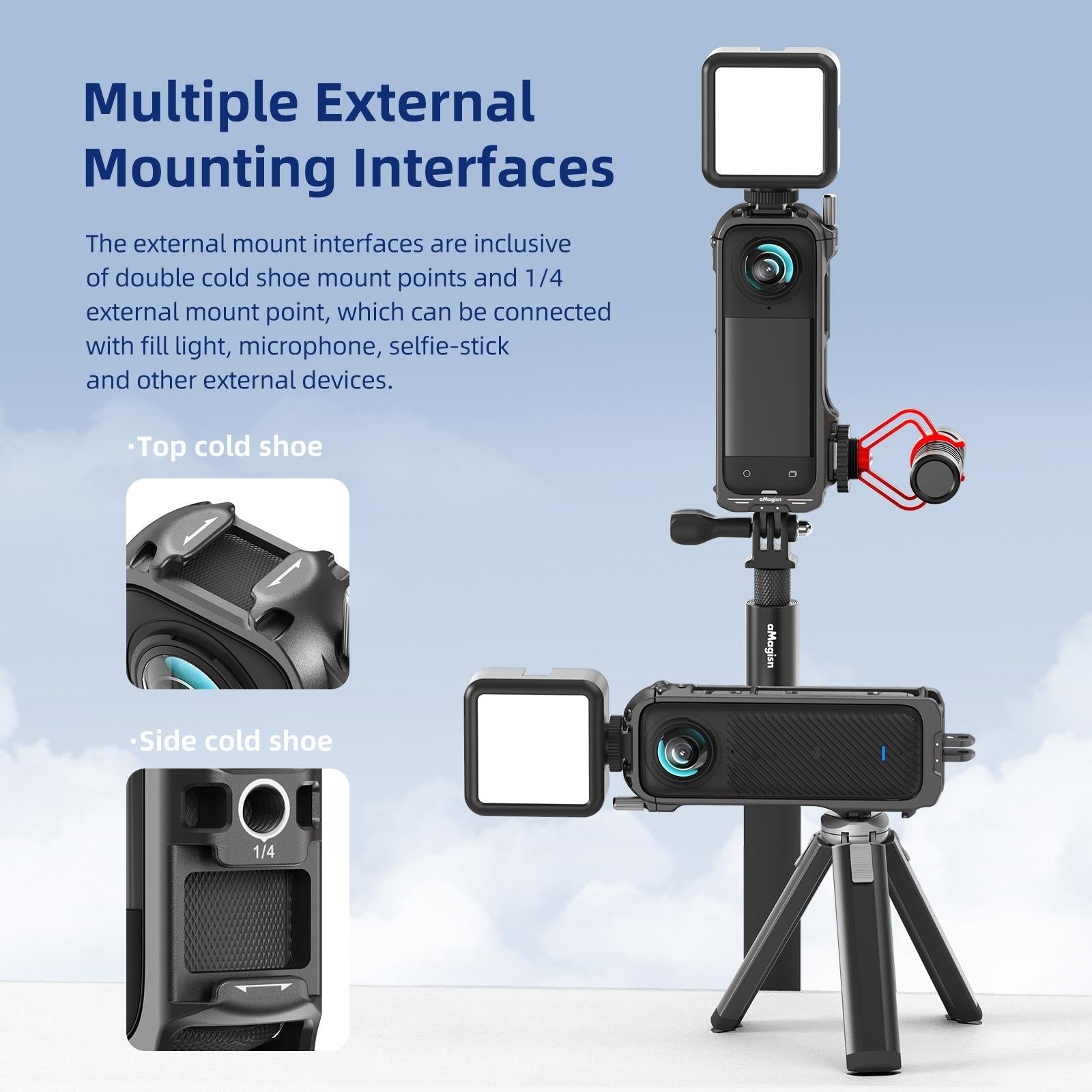 Amagisn Metal Protective Housing For Insta360 X4 With 2 Claws And Rabbit Cage-1915197938431299592