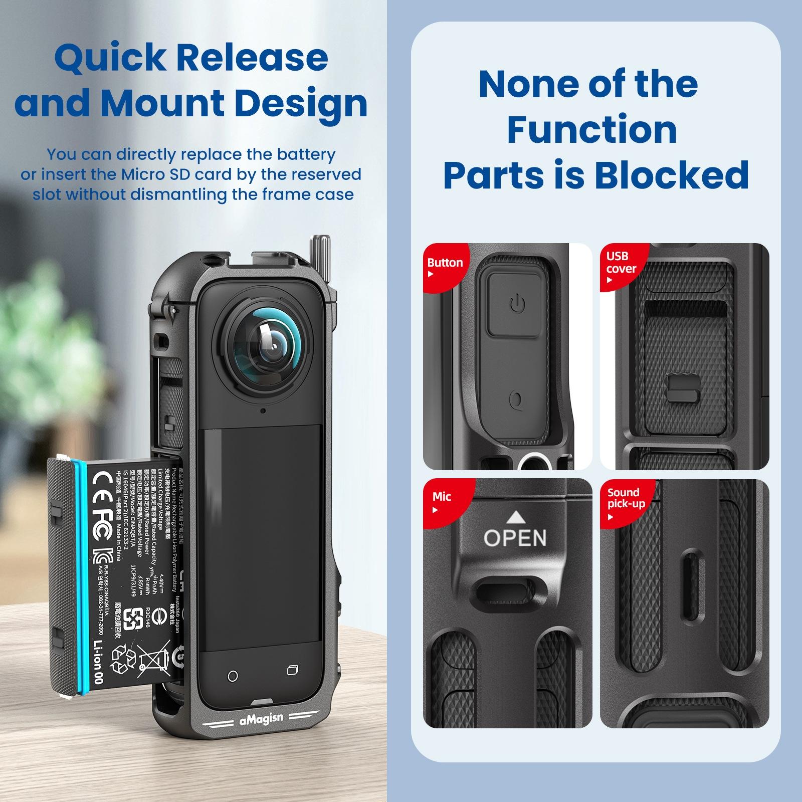 Amagisn Metal Protective Housing For Insta360 X4 - Quick Release-1915197776132706313