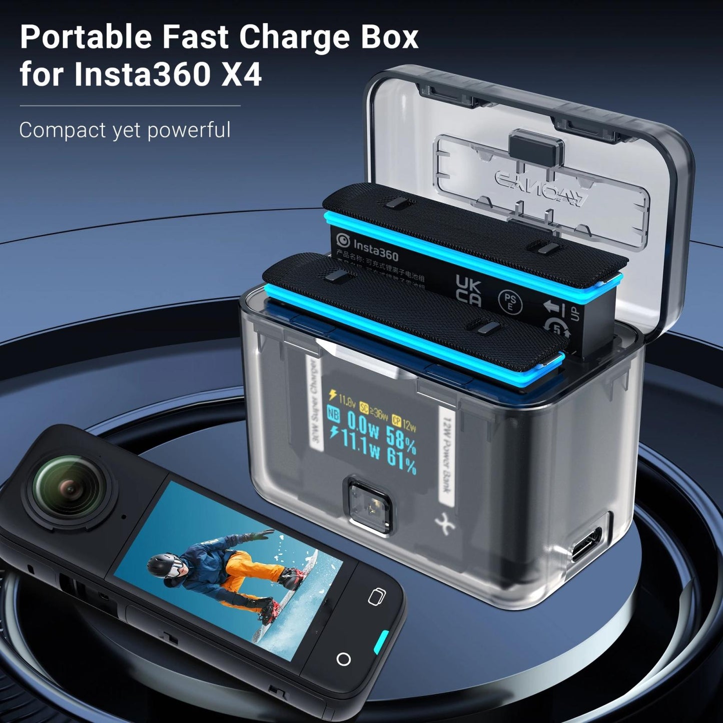 Smart Dual Charging Box For Insta360 X4 Camera-1922443396421652483