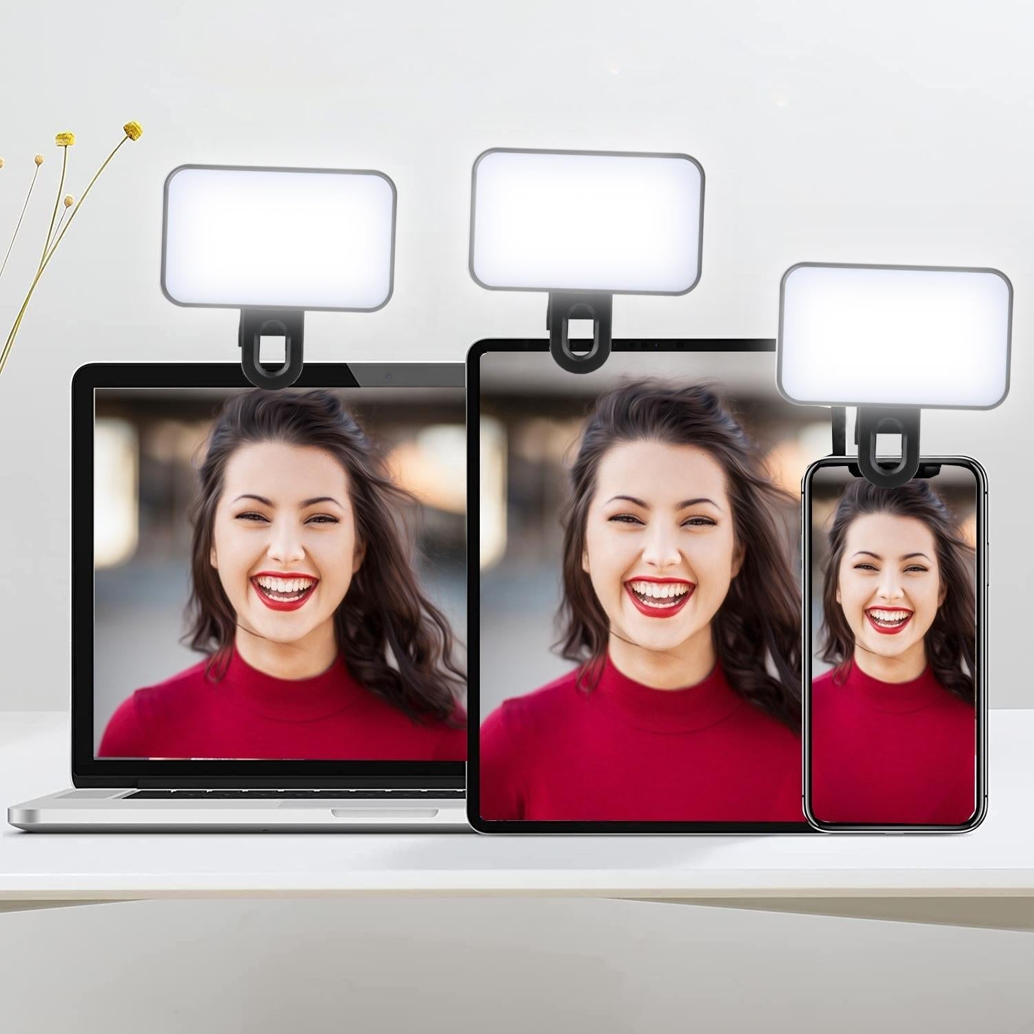 Rechargeable Selfie Light For Phone Laptop Tablet - Black-1915196947526979585