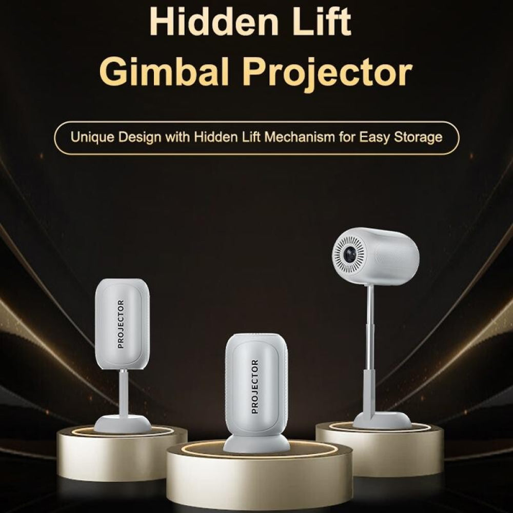 Android 11 Wifi6 4K Mini Projector With Hidden Lift And Gimbal - White-1915196657172090881