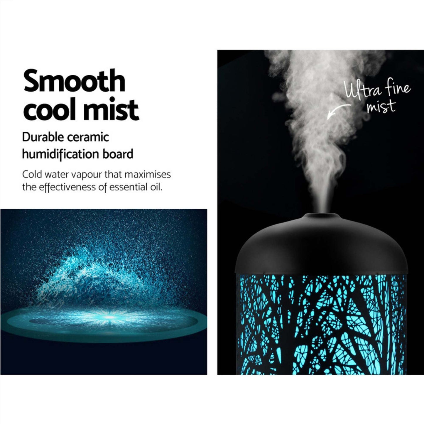 Essential Oil Aroma and Remote Diffuser - 100ml Metal Art Air Mist Humidifier