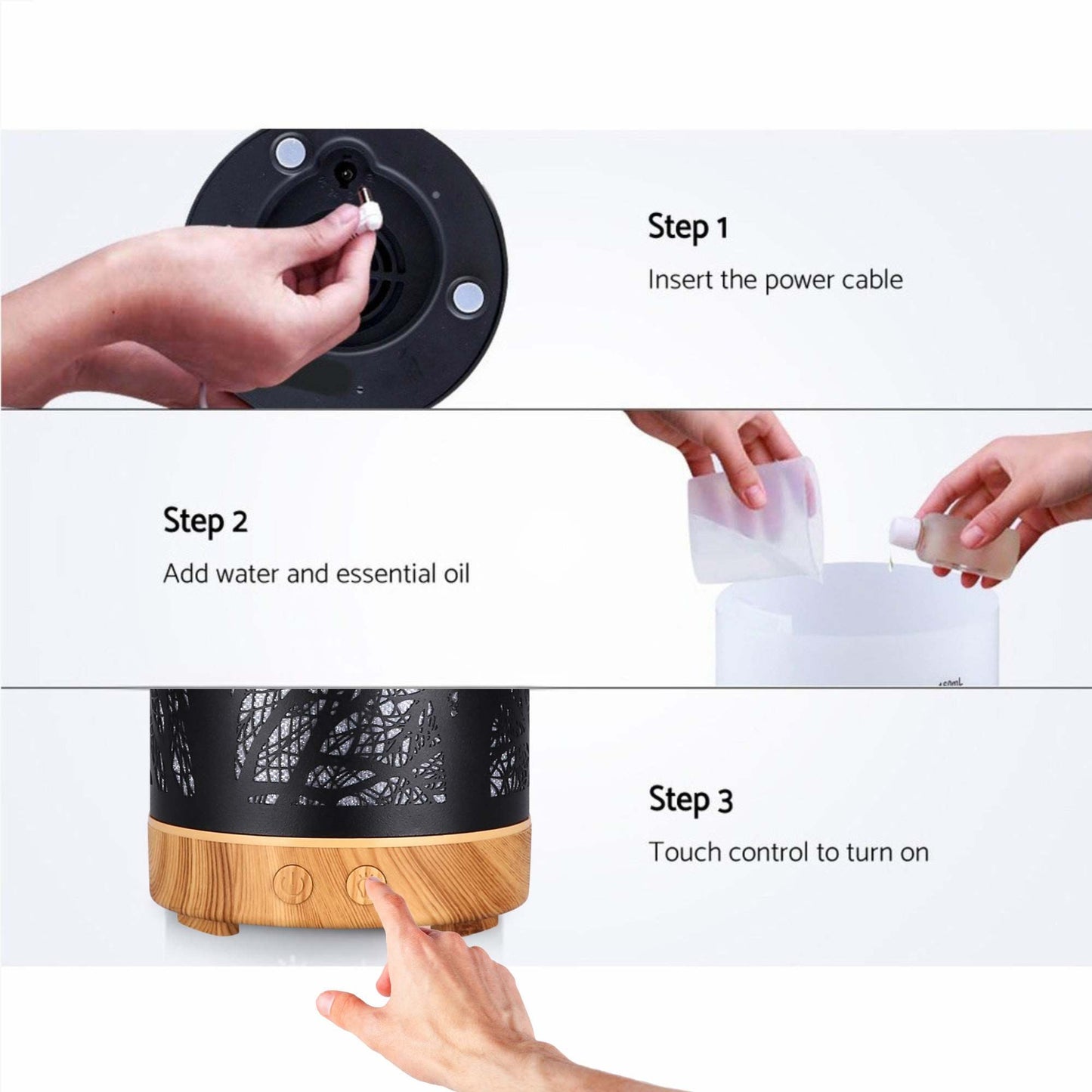 Essential Oil Aroma and Remote Diffuser - 100ml Metal Art Air Mist Humidifier