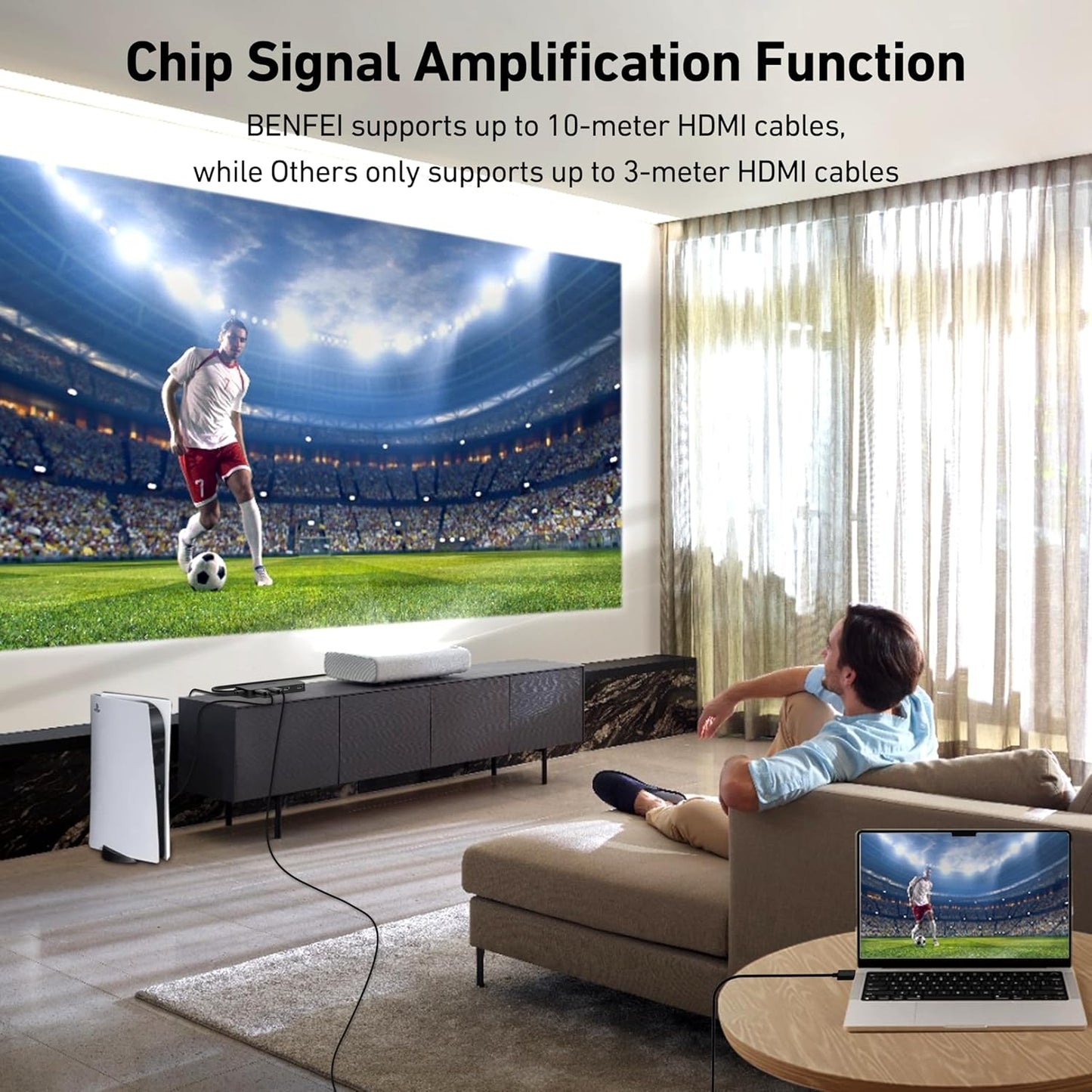 BENFEI 365BK HDMI Switch 4 in 1 Out 4K@60Hz, 2K@144Hz, HDCP 2.3 (with Adaptive Equalization Support 30ft HDMI Transmit)