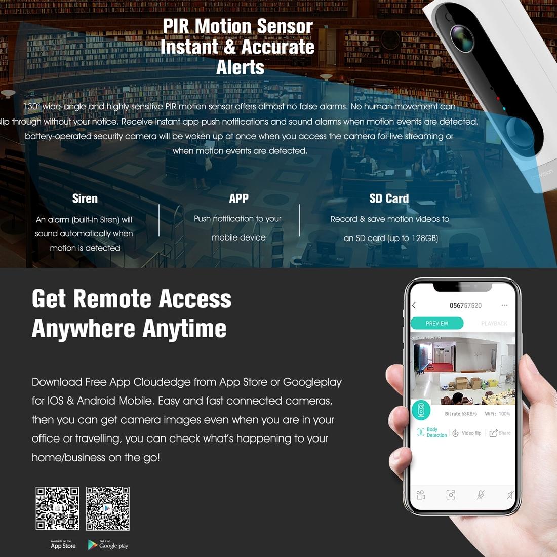 720P Wifi Camera With Night Vision Motion Detection Two-Way Audio And Rechargeable Battery