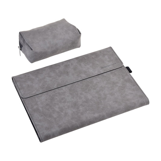 Light Gray Leather Tablet Case For Microsoft Surface Pro X With Power Bag - 13 Inch
