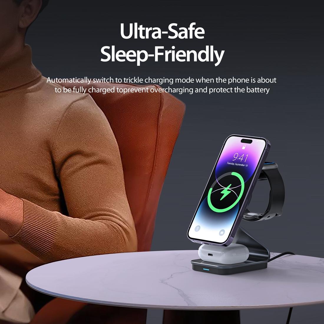 15W 3 In 1 Transparent Magnetic Wireless Charger