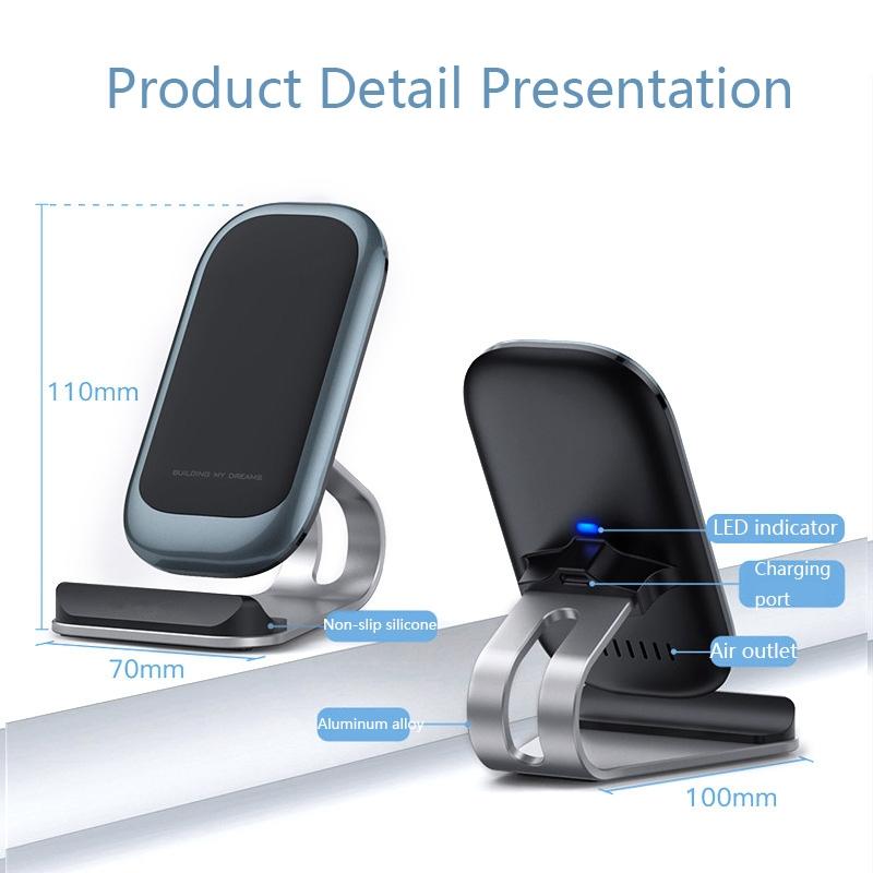 15W Multifunctional Wireless Charger With Stand Black