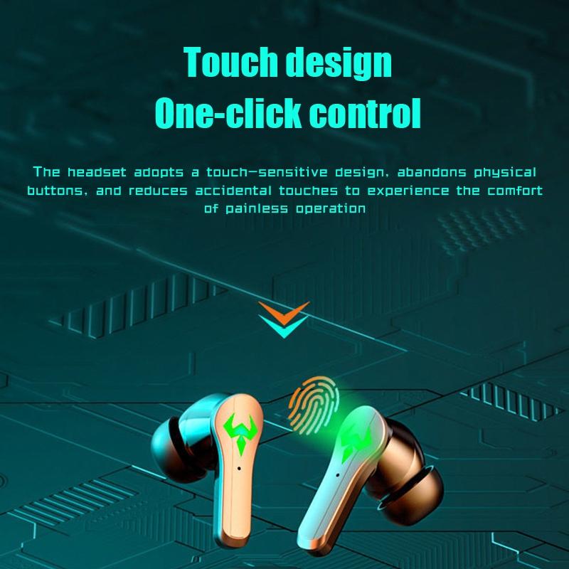 Low Latency Wireless Bluetooth Game Earphones with Colourful Lights - Digital Display