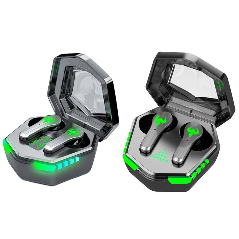 Low Latency Wireless Bluetooth Game Earphones with Colourful Lights - Non-Digital Display