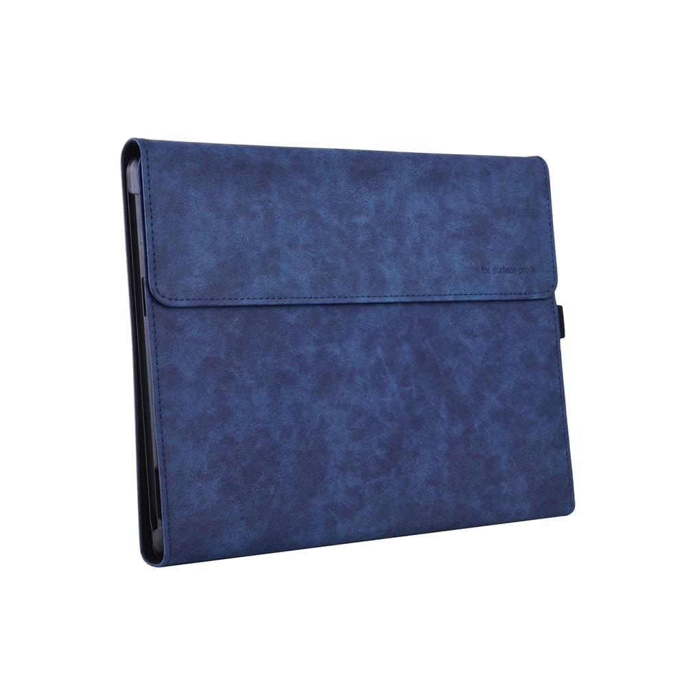 Dark Blue Leather Tablet Case For Microsoft Surface Pro X - 13 Inch